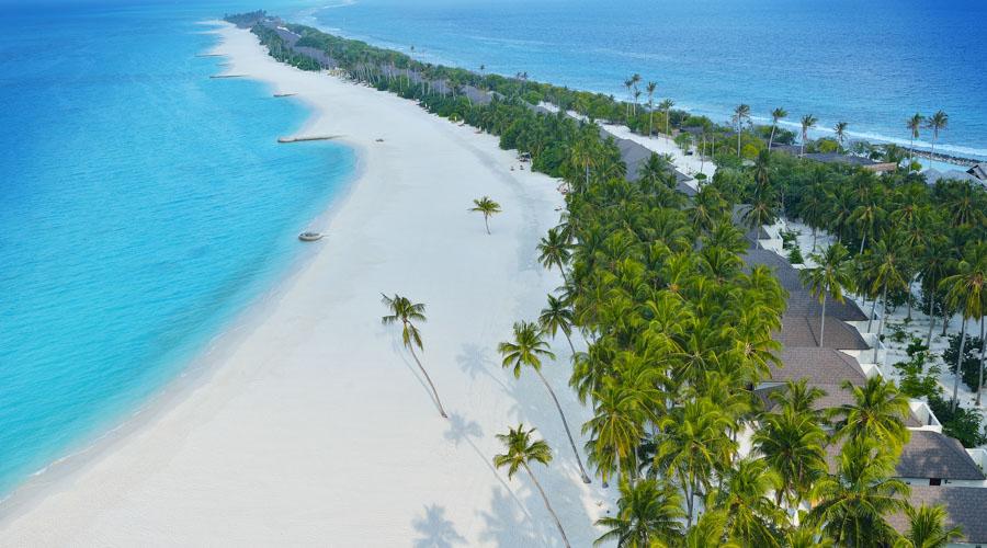 beach and villas aerial view